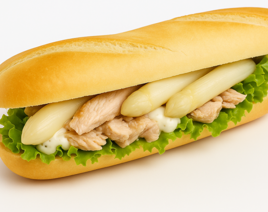 ALAMILLO | pollo cocido, esparragos,salsa, lechuga , tomate y huevo cocido
